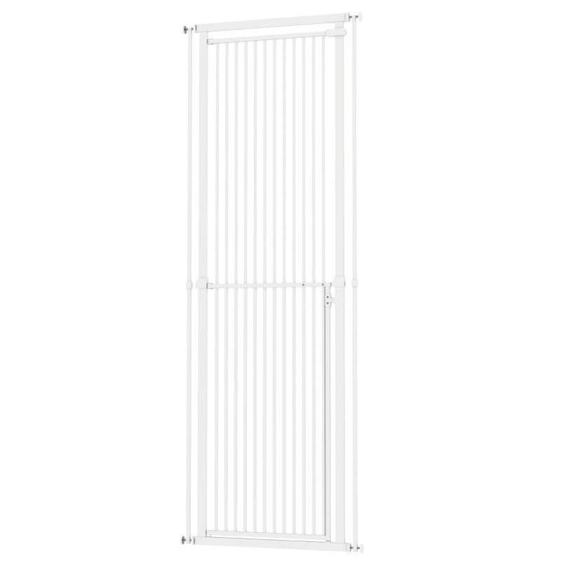 PawHut Barrière de Sécurité Chat Barrière Chien Extra-Haute 112-200cm Réglable Anti-Saut Double Sens Acier 70x200 cm Blanc