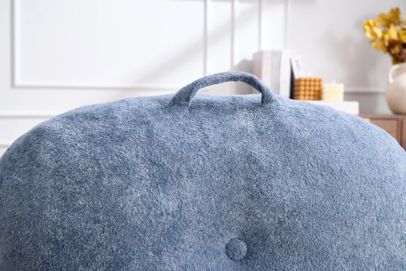 Sitzsack-Sessel mit Armlehnen, Kunstfellbezug und hochelastischer Schaumstofffüllung, für Wohnzimmer und Leseecke, 95x95x79 cm, Blau