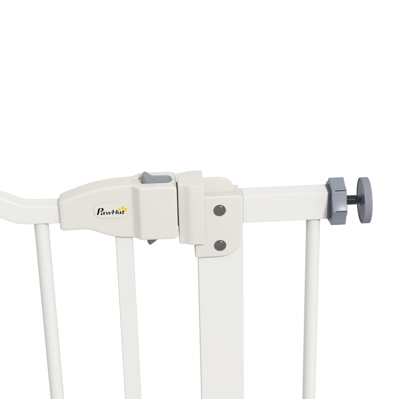 PawHut Metal 74-80cm Adjustable Pet Gate Safety Barrier w/ Auto-Close Door White