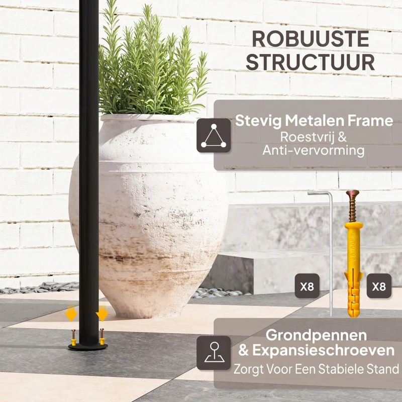 Outsunny Grillpaviljoen 242x149x248 cm Waterafstotend Vlamvertragend Tuinpaviljoen met Dubbellagig Dak Koffie