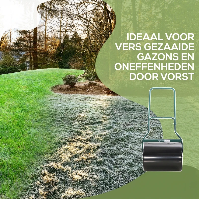 Outsunny Gazonwals met U-handgreep tuinwals tuinroller vulling 60 l water/zand metaal