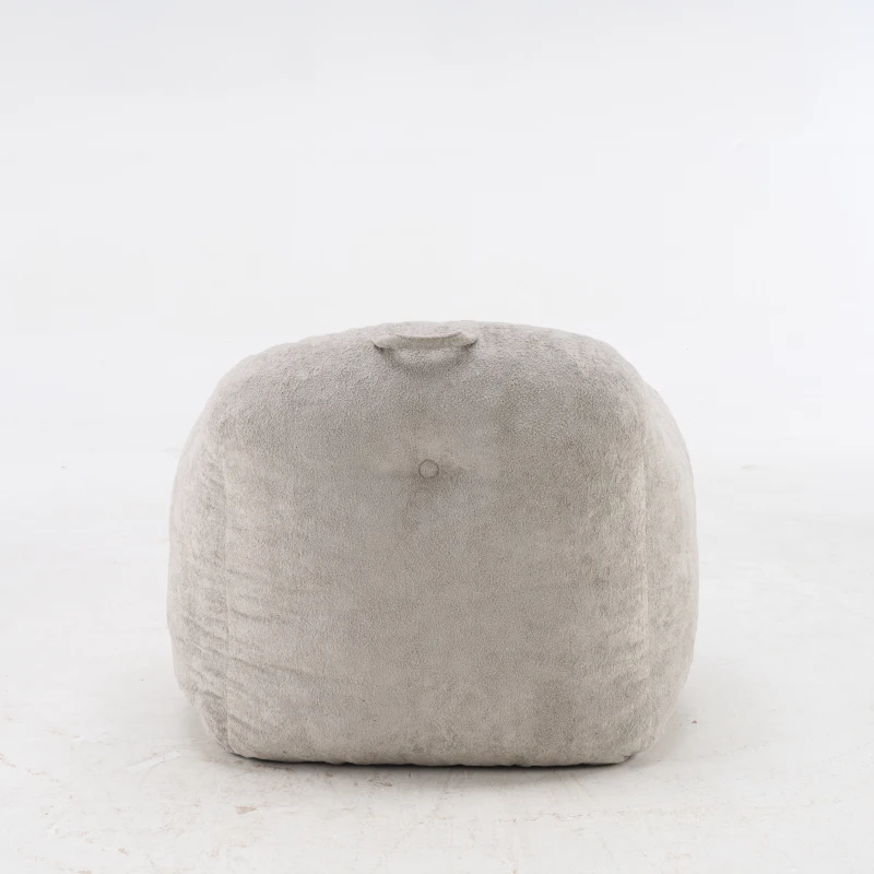 Sitzsack-Sessel, geschredderte Schaumstofffüllung, Kunstfell, Armlehnen, 95x95x79 cm, Hellgrau