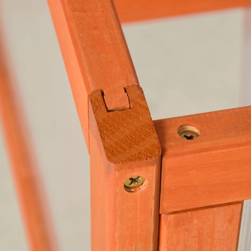Outsunny Compacte Houten Mini-Kas met Doorzichtig Polycarbonaat Deksel, Oranje 90 x 46 x 40 cm