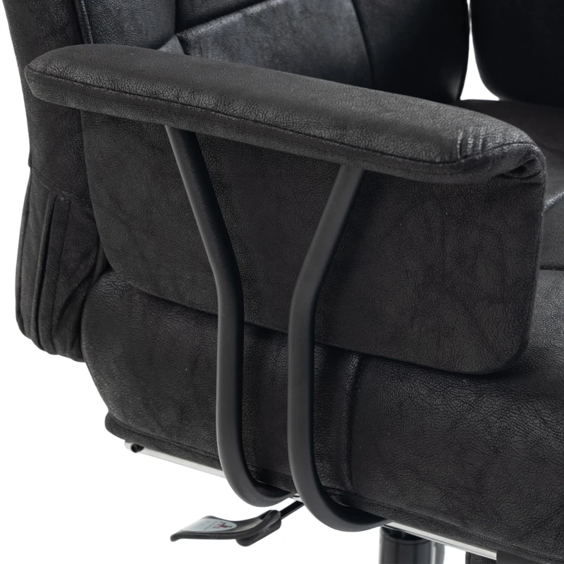 HOMCOM Office Chair, Big and Tall Desk Chair with Footrest, Wide Seat, Leathaire, Reclining Back, Swivel Wheels, Black