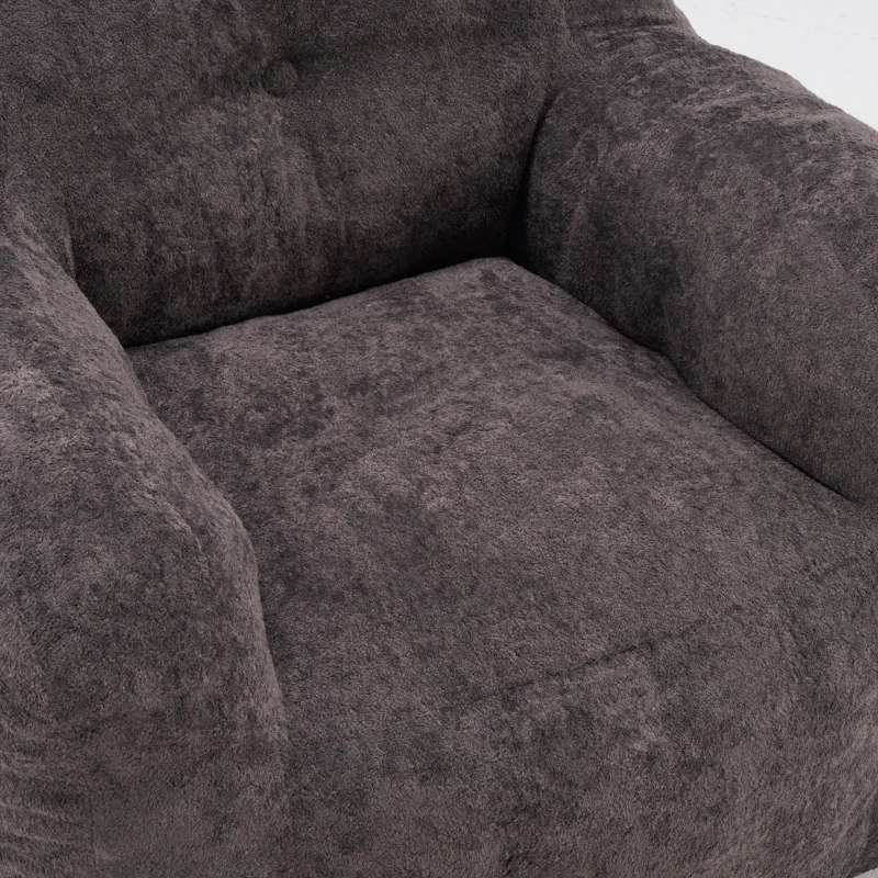 Sitzsack-Sofa mit Armlehnen, zerkleinerter Schaumstofffüllung und Kunstfell, 95x95x79 cm, Dunkelgrau