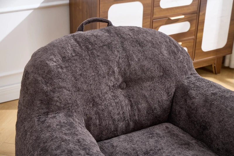 Sitzsack-Sofa mit Armlehnen, zerkleinerter Schaumstofffüllung und Kunstfell, 95x95x79 cm, Dunkelgrau