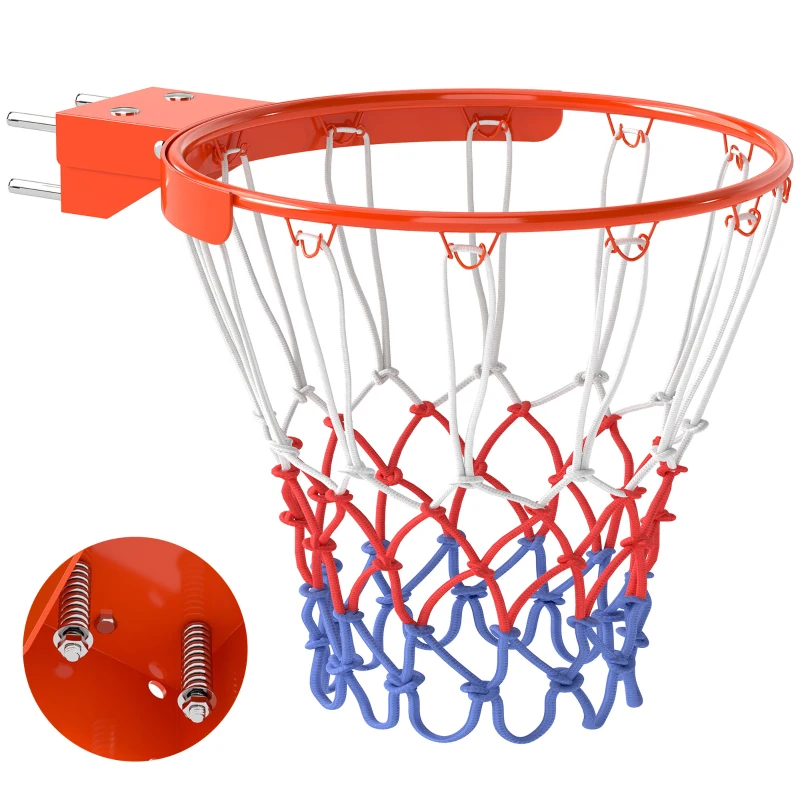 SPORTNOW Basketballkorb zur Wandmontage mit Allwetter-Netz, robuster Universal-Ersatzring für Innen- und Außenbereich