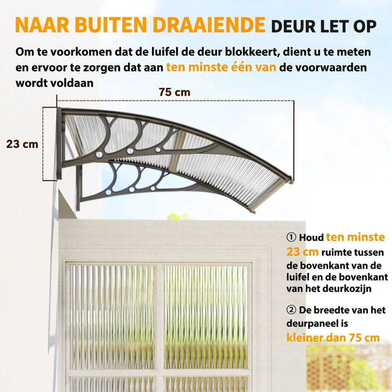 Outsunny Luifel, Voordeurluifel, Overkapping voor ingangen en ramen, 100L x 75B x 23H cm, Zilver
