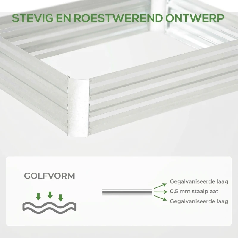 Outsunny gegalvaniseerd stalen verhoogd bed zilver 120 x 90 x 30 cm