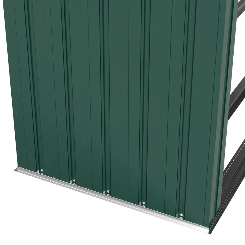 Outsunny Abri-bûches Couvert Support pour Bois de Chauffage Plancher Surélevé Toit Incliné, Acier Galvanisé 213x66,5x150cm Vert