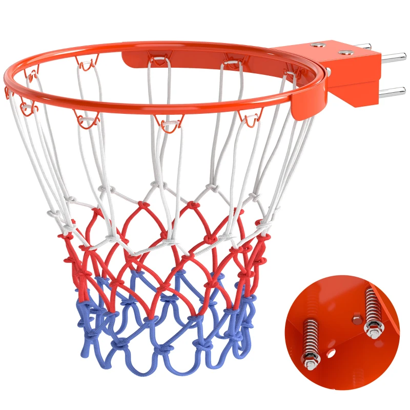 SPORTNOW Arceau de Basket Mural avec Filet Résistant aux Intempéries Robuste pour Intérieur et Extérieur 50 x 62 x 12 cm Rouge