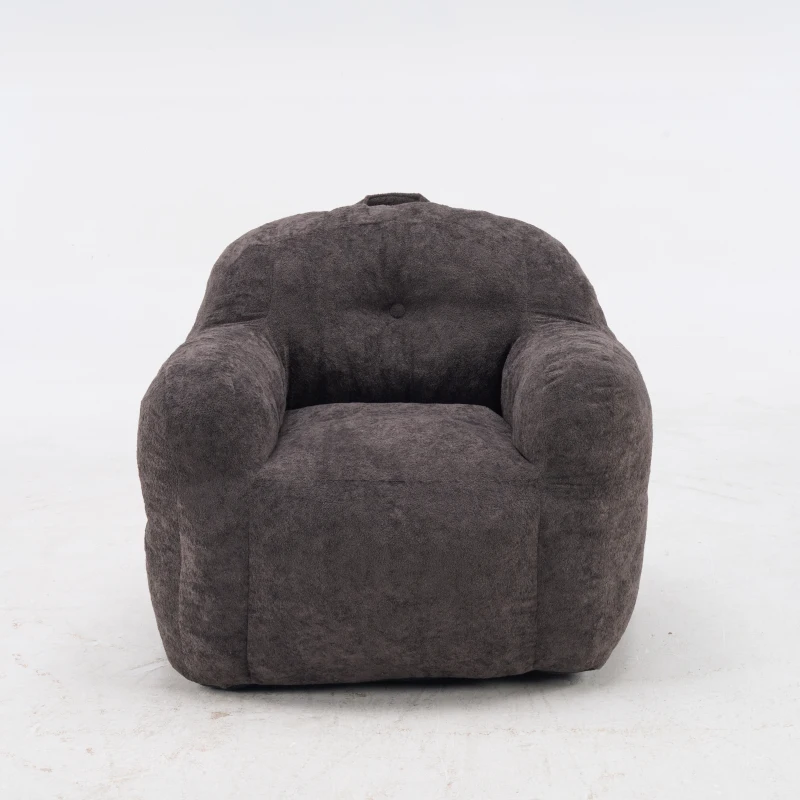 Sitzsack-Sofa mit Armlehnen, zerkleinerter Schaumstofffüllung und Kunstfell, 95x95x79 cm, Dunkelgrau