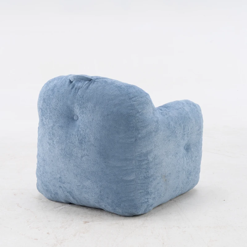 Sitzsack-Sessel mit Armlehnen, Kunstfellbezug und hochelastischer Schaumstofffüllung, für Wohnzimmer und Leseecke, 95x95x79 cm, Blau
