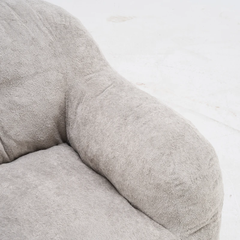 Sitzsack-Sessel, geschredderte Schaumstofffüllung, Kunstfell, Armlehnen, 95x95x79 cm, Hellgrau