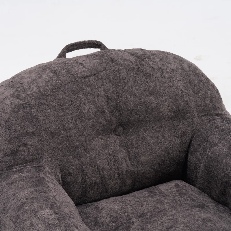 Sitzsack-Sofa mit Armlehnen, zerkleinerter Schaumstofffüllung und Kunstfell, 95x95x79 cm, Dunkelgrau