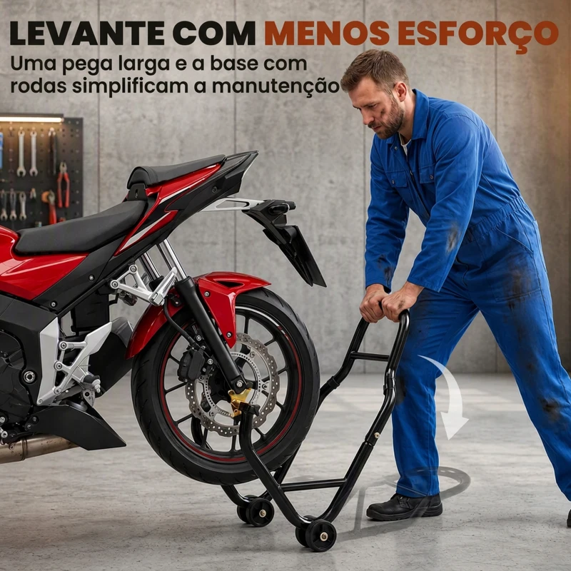 HOMCOM Cavalete para Mota Suporte Traseiro Universal de Aço com Suportes em U e L para Roda 10" 17" 18" Carga 200 kg Preto
