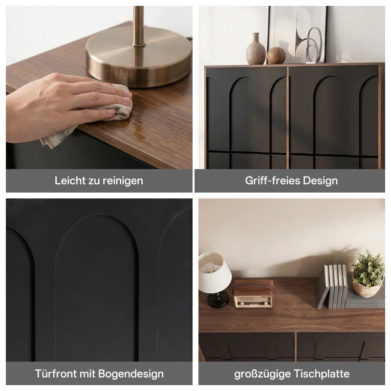 Schuhschrank mit 4 Klappen, schmal, modernes Skandi-Design, verstellbare Trennwände, Schwarz