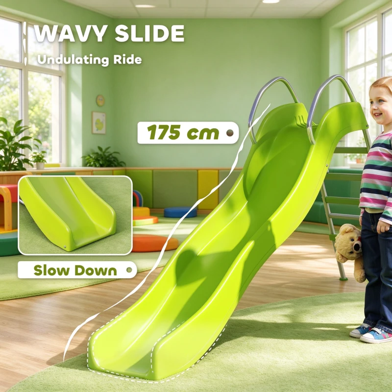 AIYAPLAY Freestanding Kids Slide with Climbing Ladder, Outdoor Playground Equipment for Ages 3-8 Years, Green