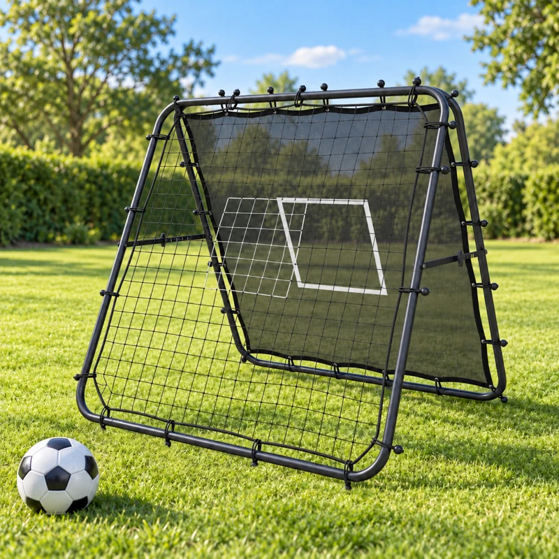 SPORTNOW Red de Rebote de Fútbol Plegable de Doble Cara con 5 Ángulos Ajustables 36 Cuerdas Elásticas 120x99,5x111,5 cm Negro