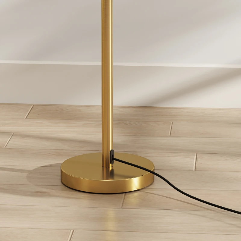 HOMCOM Modern Floor Lamp with Built-In Reading Light, Standing Lamp with Independent Switch, Copper