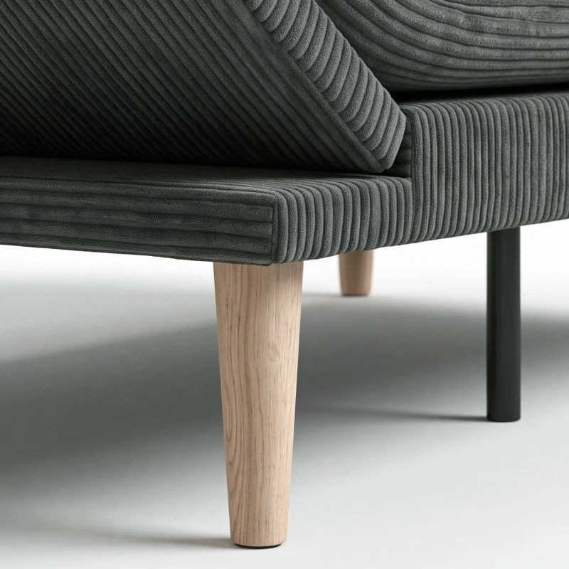 HOMCOM Sofá Conversível 2 Lugares 3 em 1, Sofá-Cama Clic-Clac em Veludo Cotelê 193 cm, Encosto e Apoios de Braço Reguláveis, Cinza