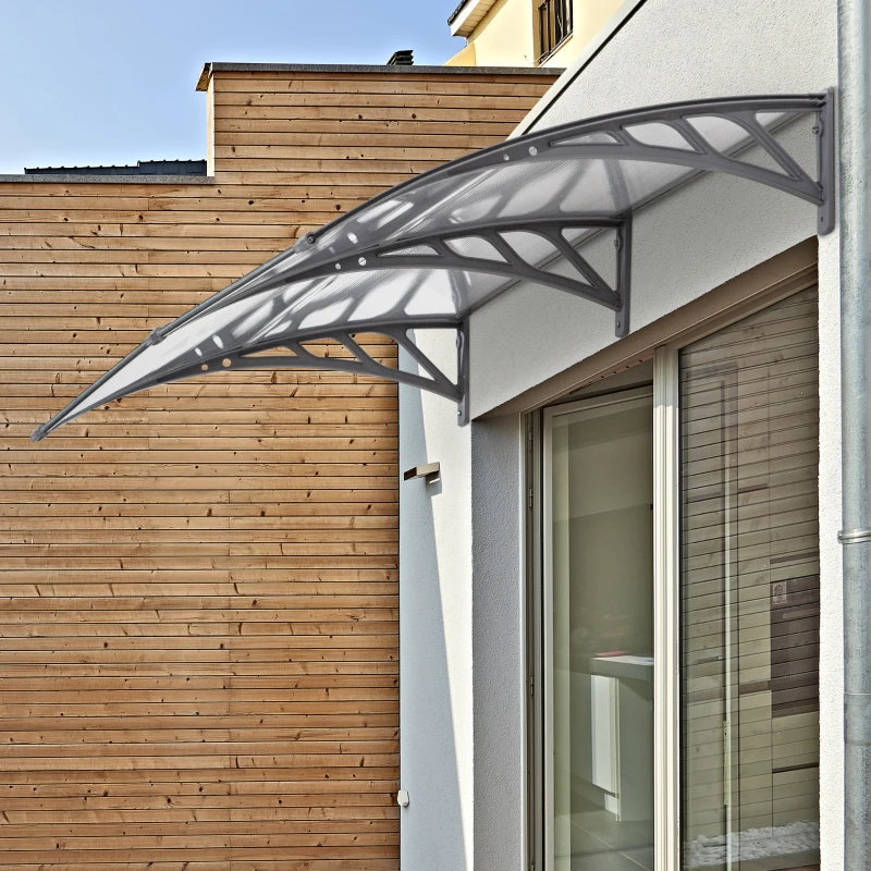Outsunny Türvordach, Außendach aus Polycarbonat und robustem Aluminium 196x75cm, transparent
