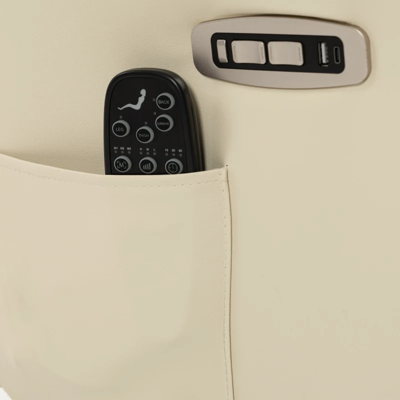 HOMCOM Poltrona Relax Elétrica Giratória Massageadora e Aquecedora Poltrona Reclinável em PU Altura Ajustável Duplo Motor Creme