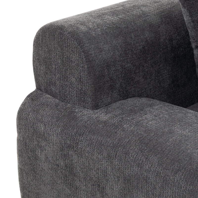 HOMCOM Sofá Esquinero Modular 3 Plazas con Puf de Chenilla, Sofá Comprimido 300 cm con Asiento Profundo, 3 Cojines, Gris