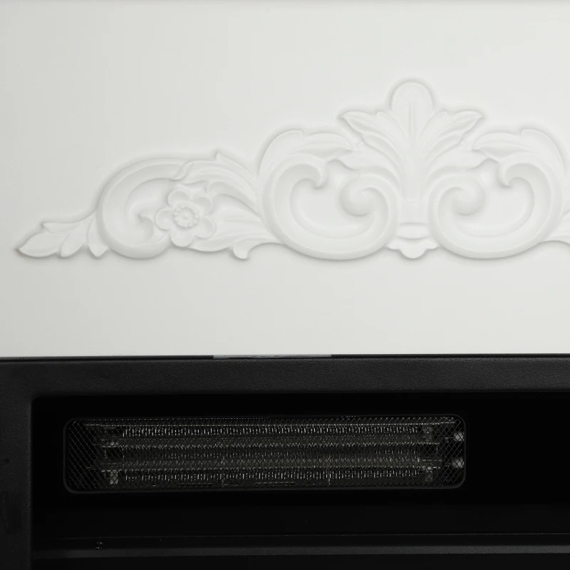 HOMCOM Lareira Elétrica 1800 W, Efeito Chama 3D Realista, com Manto e Prateleira, 5 Níveis de Luminosidade, Branco