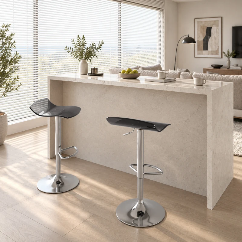 HOMCOM Conjunto de 2 banquetas de bar de design contemporâneo giratórias 360° altura ajustável com apoio para pés 39x39x67-87cm preto