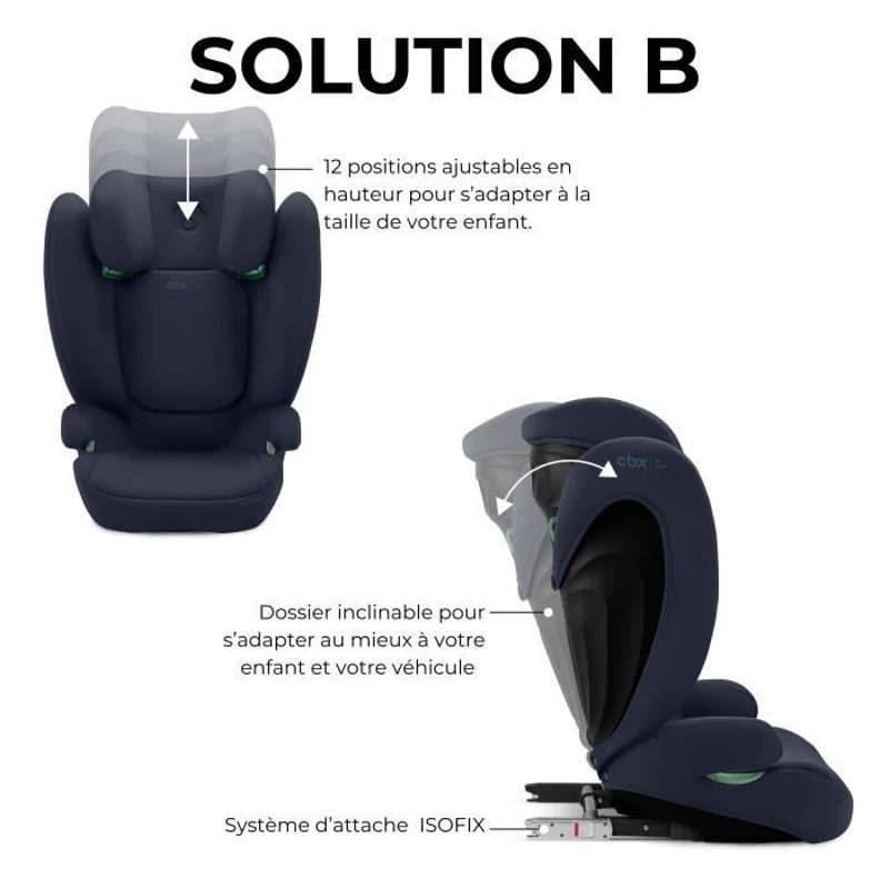 Siege auto Cbx by Cybex Solution B i-Fix 3 a 12 ans - 15 a 50 kg - 100 a 150 cm - Bleu
