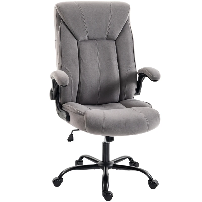 HOMCOM Cadeira de Escritório Ergonômica Rotação 360° Função de Balanço Cadeira de Secretária de Tecido Cinza