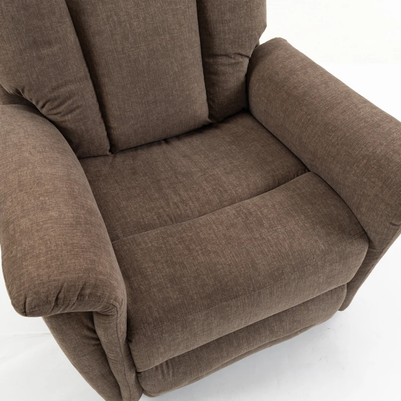 HOMCOM Sillón Elevador Eléctrico Masaje y Calor Sillón Relax Eléctrico Terciopelo Puerto USB Respaldo Reclinable Marrón
