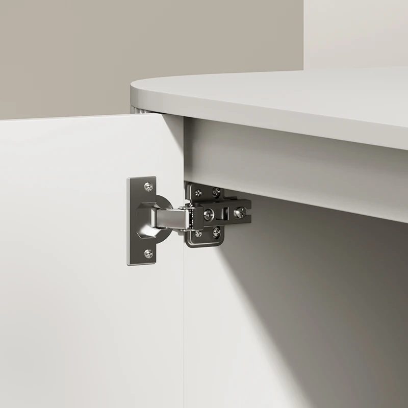 HOMCOM Aparador de Salón, Mueble de Almacenamiento con 2 Puertas, 3 Cajones, Balda Regulable y Frente Acanalado, 140x44x79cm, Gris Claro