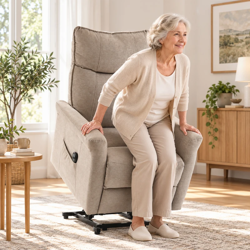 HOMCOM Fauteuil Relax Inclinable Électrique Releve‑personnes 155° de Chenille avec Télécommande Assise à Ressorts Repose‑pieds Marron