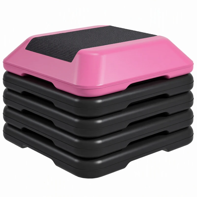 SPORTNOW Rutschfester Fitness-Stepper mit verstellbarer Höhe 10/15/20/25/30 cm, belastbar 150 kg, Rot