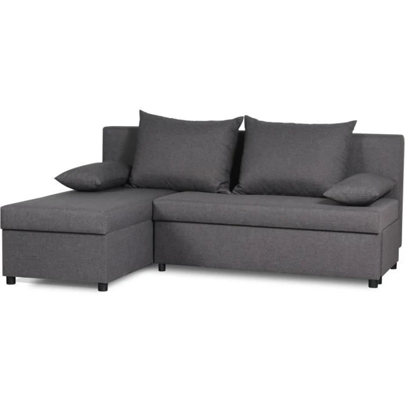 Canapé d'angle réversible – Tissu Gris – L 192 x P 143 x H 79 cm – JOSS - Fabriqué en Ukraine