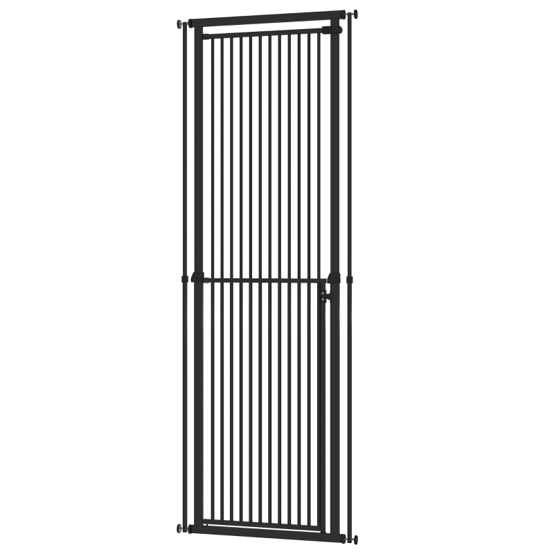 PawHut Barrière de Sécurité Extensible pour Chiens Haute 112-200cm, Espacement Étroit 3.5cm, pour Escaliers et Portes, Noir