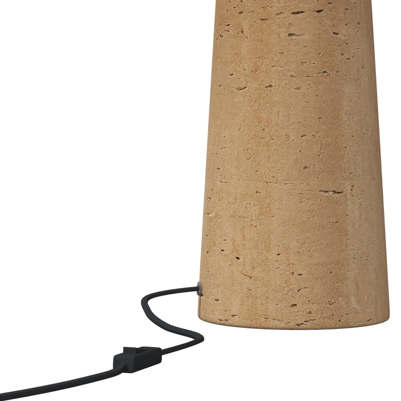 HOMCOM Lámpara de Mesa Vintage con Pantalla de Vidrio y Base de Travertino, Lámpara de Mesita Retro, Luz Cálida 3000 K, Ámbar