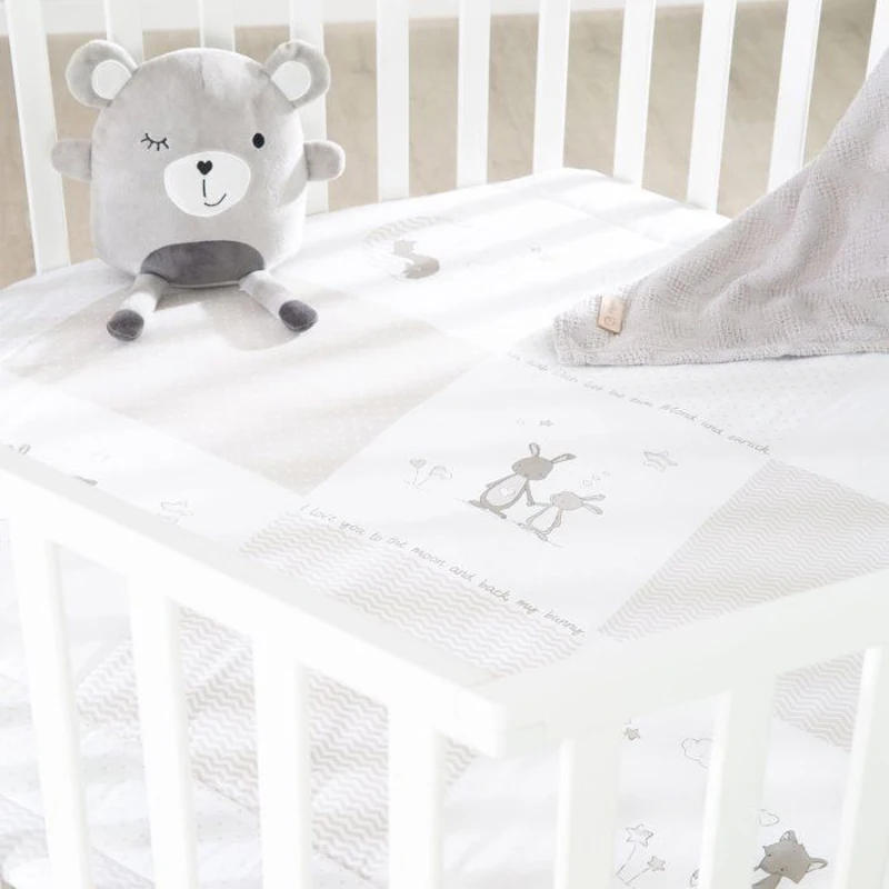 Parc hexagonal - ROBA - FOX & BUNNY - De la naissance jusqu'a 15 kg - Réglable - Roulettes - Blanc laqué