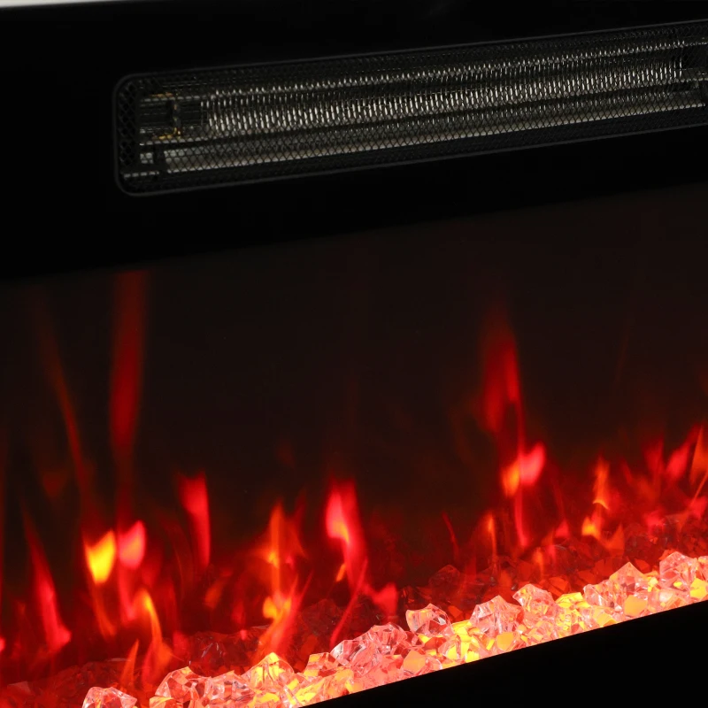 HOMCOM Móvel TV com Lareira Elétrica 203cm com Iluminação LED Lareira Decorativa 900/1800W Efeito Chama 3D Branco