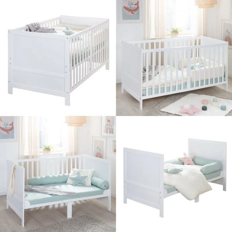 Lit bébé évolutif - 70 x 140 cm - EASY SLEEP - Blanc laqué