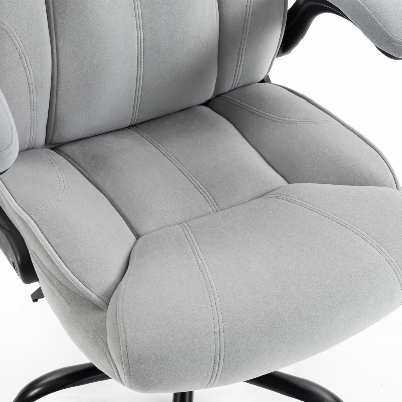 HOMCOM Cadeira de Escritório Ergonômica em Tecido Flanela, Altura Ajustável, Balanço, Apoios de Braços Eleváveis, 66x77x122cm, Cinza Claro