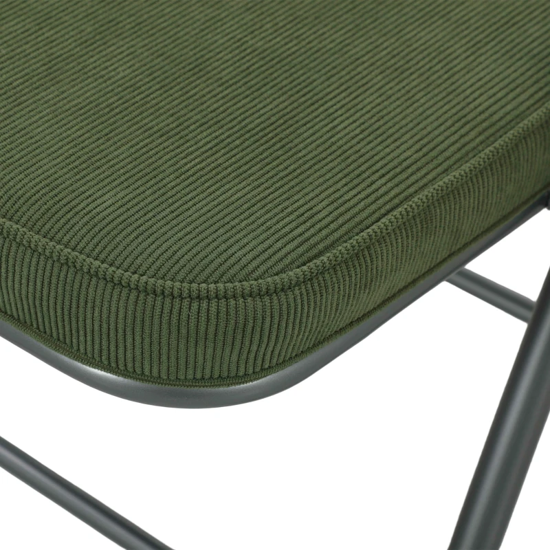 HOMCOM Lote de 2 sillas plegables de comedor portátiles con asientos y respaldos acolchados en terciopelo acanalado verde