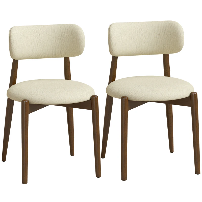 HOMCOM 2er-Set Esszimmerstühle, Küchenstühle aus Chenille mit gebogener Rückenlehne, gepolsterter Sitz, Beige