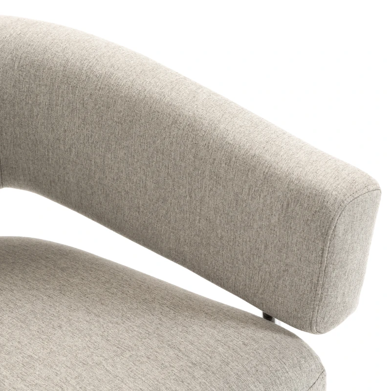 HOMCOM Sillón de salón, Sillón auxiliar acolchado en tejido aspecto lino, Respaldo curvado y reposabrazos, Estilo moderno, Marrón