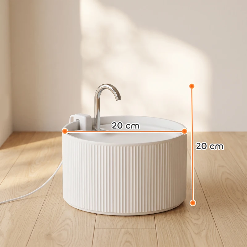 PawHut Fonte para gatos 2,2L Fonte de água em cerâmica com sistema de filtragem 4x 2 modos 1 filtro & espuma Bomba ultrassilenciosa Sem BPA