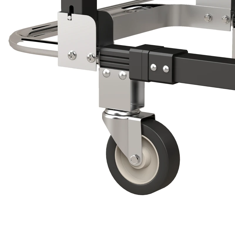 HOMCOM Carretilla Plegable 2 en 1 Extensible 220KG Plegado Plano Carro Plataforma Acero Mango Ajustable Ruedas 360° 112x41x92cm Negro