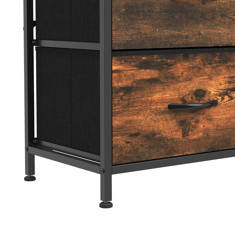 HOMCOM Cómoda 10 Cajones de Tela Plegables, Cómoda Dormitorio Adulto con Bolsillos Laterales y 2 Ganchos, Marrón Rústico