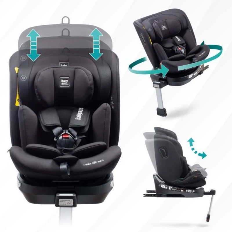 Siege auto - BABYAUTO - AITANA GREY ANTHRACITE - De la naissance a 12 ans - 0-36 kg - I-Size - ISOFIX - Pivotant 360° - ECE R129